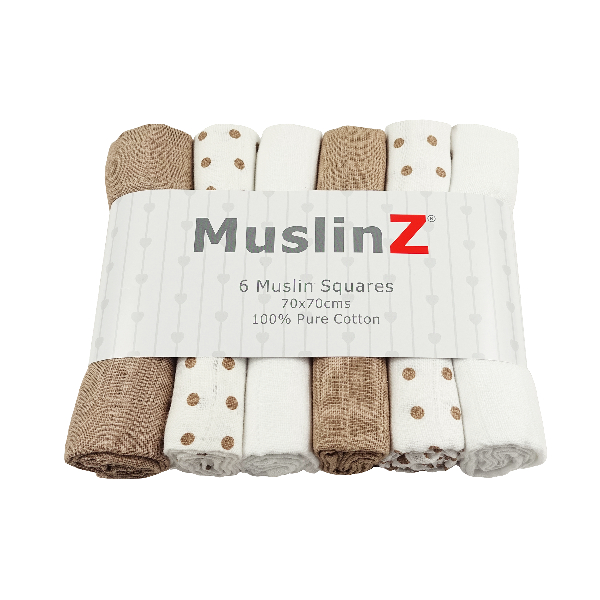 MuslinZ Cotton Muslin Squares 70cm 6 pack