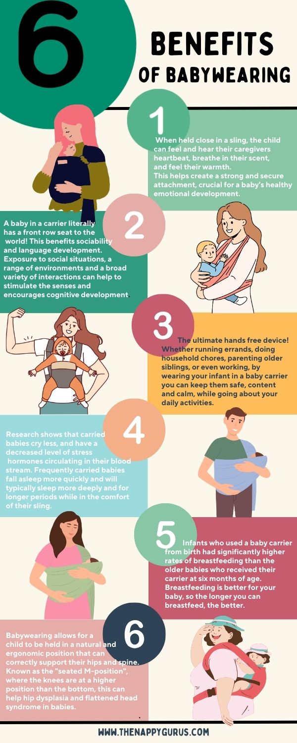 What are the benefits of babywearing? Our infographic explains the 6 main benefits