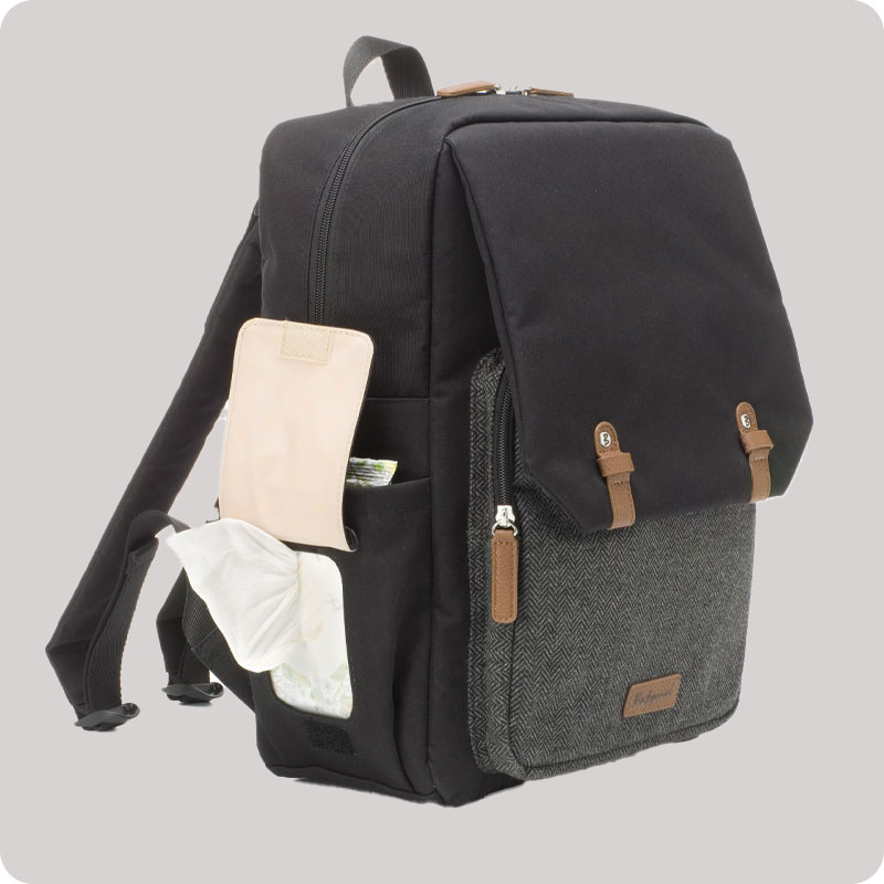 Babymel George Backpack Changing Bag - Black/Tweed