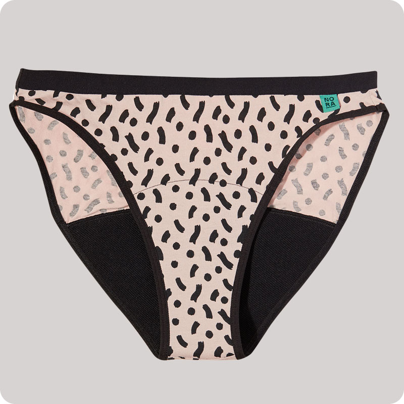 Nora Bikini Period Pants - Moderate Flow - Latte Wiggle Dot