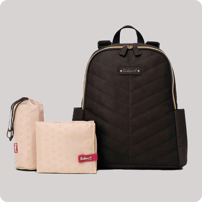 Babymel Gabby Vegan Leather Backpack Changing Bag - Black