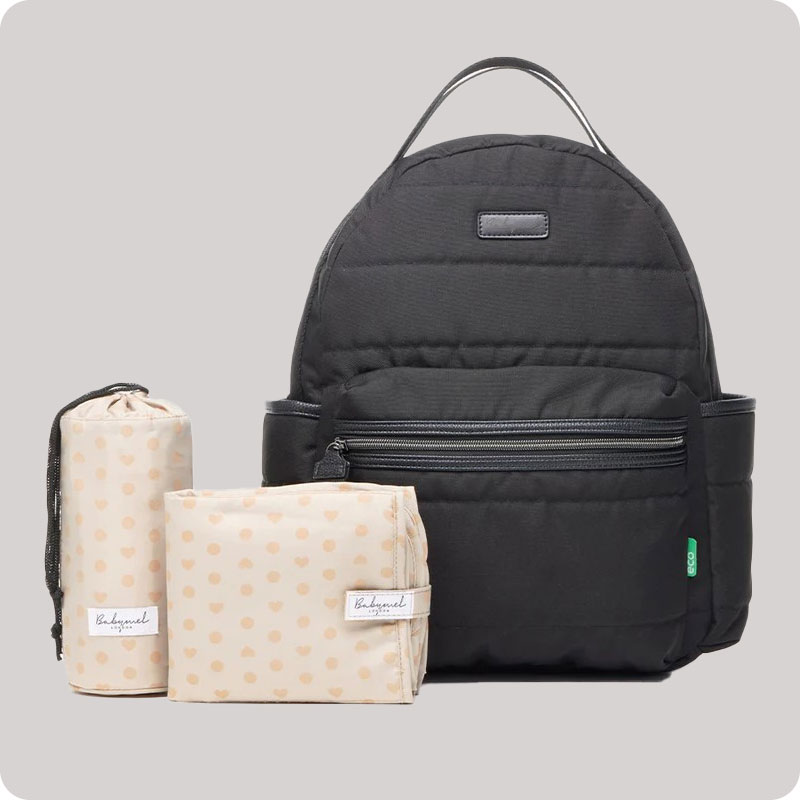 Babymel Lola Eco Quilt Backpack Changing Bag - Black