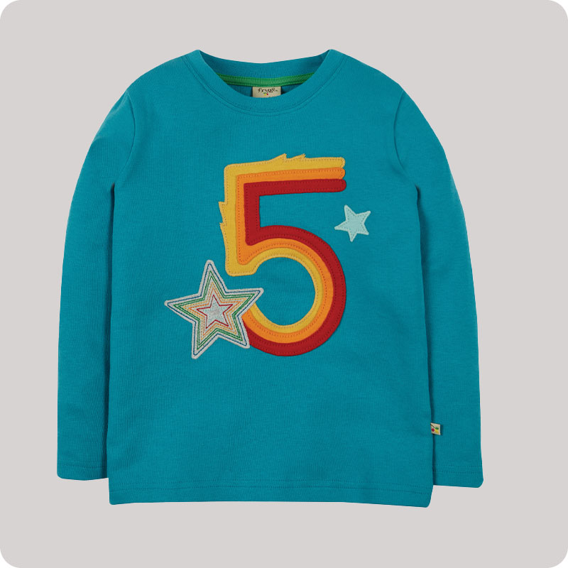 Frugi Magic Number T-Shirt Star - 5-6 Years