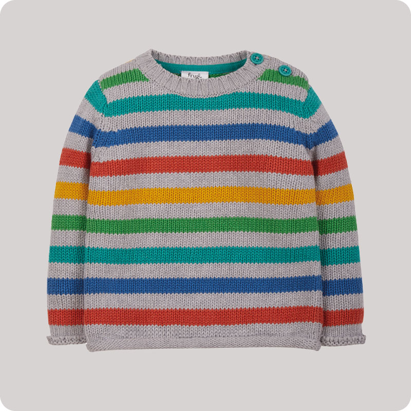 Frugi Apex Knitted Jumper - Grey Marl Rainbow