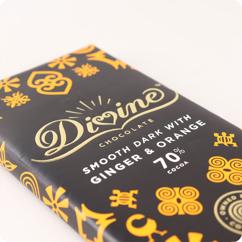 Divine Fairtrade Dark Chocolate Ginger & Orange 90g