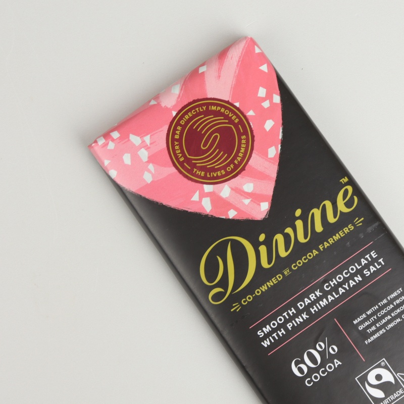 Divine Fairtrade Dark Chocolate Pink Salt 90g