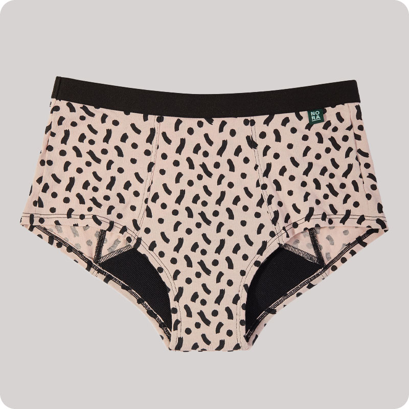 Nora Shorts Period Pants - Heavy Flow - Latte Wiggle Dot