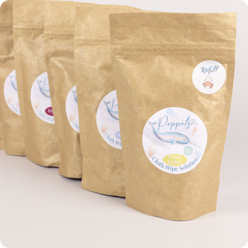 Poppets Natural Wipe Solution Refill Packs