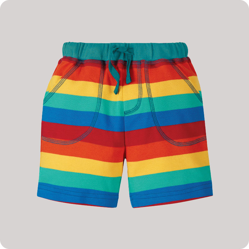 Frugi Little Stripy Shorts - Rainbow Stripe